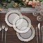 10-Pack Plastic 8" Round Dessert Plates in Clear with Gold Scalloped Rim - Disposable Appetizer/Salad Plates