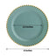 10-Pack Dusty Sage Green Plastic Dessert Plates â€“ 8" Round with Gold Beaded Rim, Disposable for Parties & Events