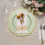 10-Pack Plastic 10" Round Dinner Plates in Sage Green with Gold Scalloped Rim - Disposable Party Plates