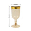 12 Pack Plastic Short Stem Wine Glasses Transparent Gold/Gold Rim - Stylish Disposable Drinkware 6oz