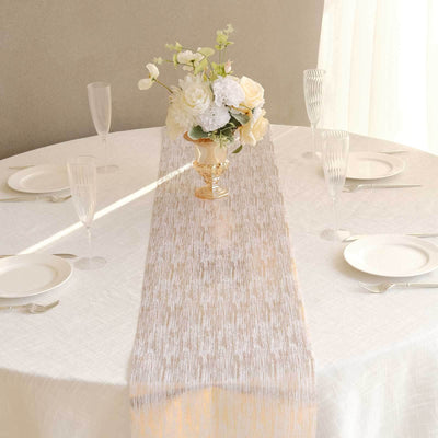 Disposable Table Runner Roll 11’’x108’’ Metallic Gold Faux Suede Print - Stylish Non-Woven Event Decoration - Runners