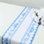 5 Pack Disposable Table Runners 11"x108" White with Blue Ornate Floral Prints - Non-woven Stylish Kitchen Dining Table Decor