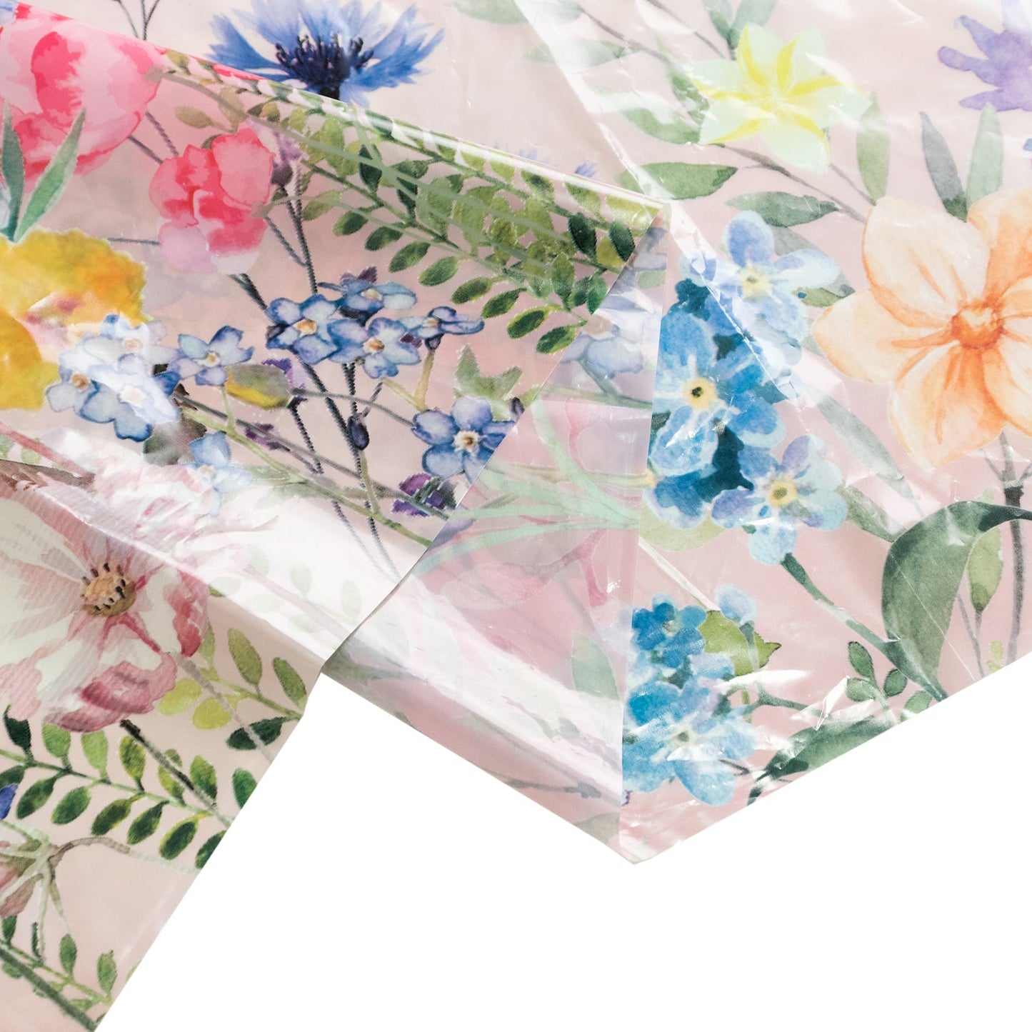 5-Pack Plastic Table Covers Blush Rectangle with Butterfly Floral Print - Decorative PVC Disposable Covers 54"x108"