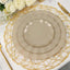 10-Pack Plastic Round 6" Dessert Plates in Taupe Ruffled Rim with Gold Edging - Sturdy Disposable Salad Appetizer Dinnerware