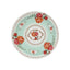 25-Pack Paper 7" Round Dessert Plates in Light Turquoise with Vintage Rose Flower Print - Disposable Appetizer Salad Plates