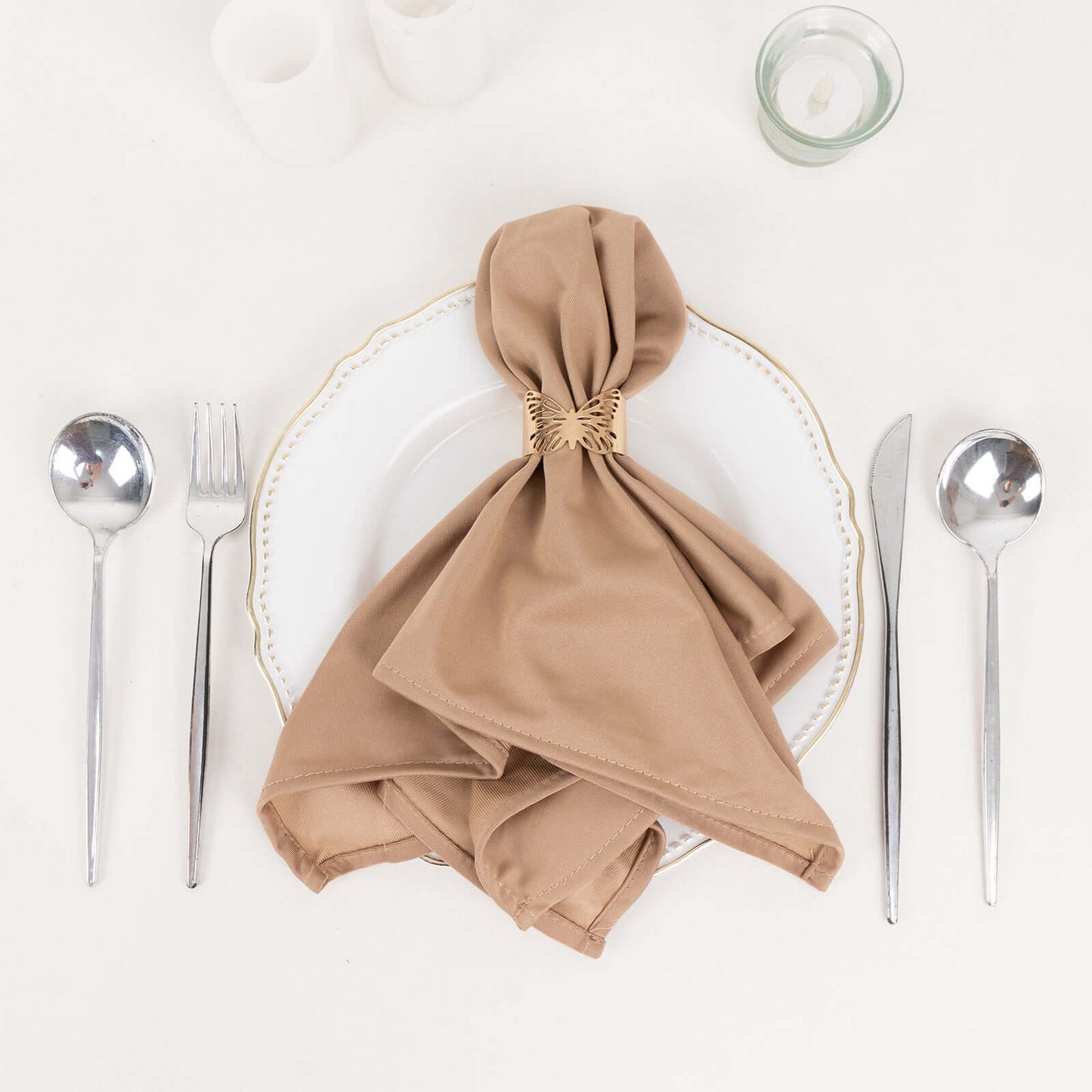 5 Pack Scuba 20"x20" Napkins Nude - Durable & Reusable Dinner Napkins