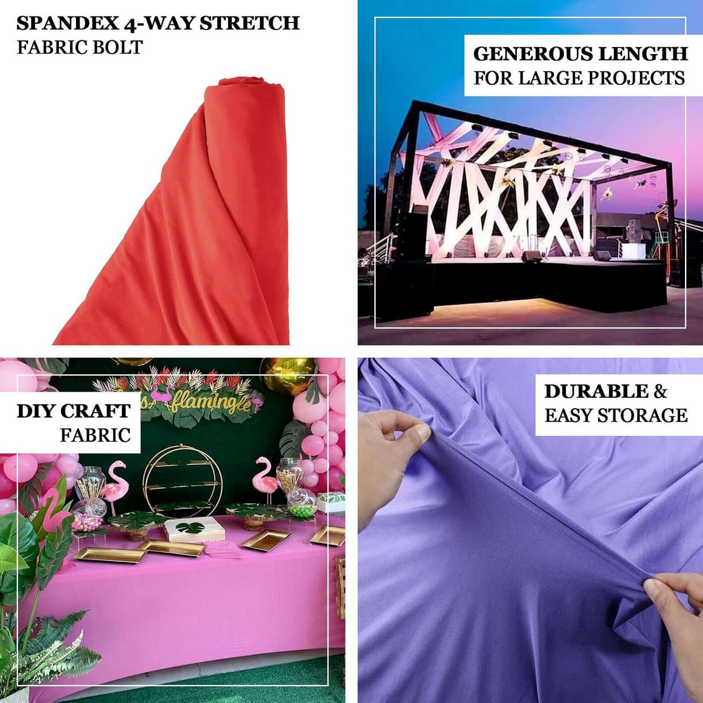 Pink Spandex 4-Way Stretch Fabric Roll, DIY Craft Fabric Bolt- 60"x10 Yards