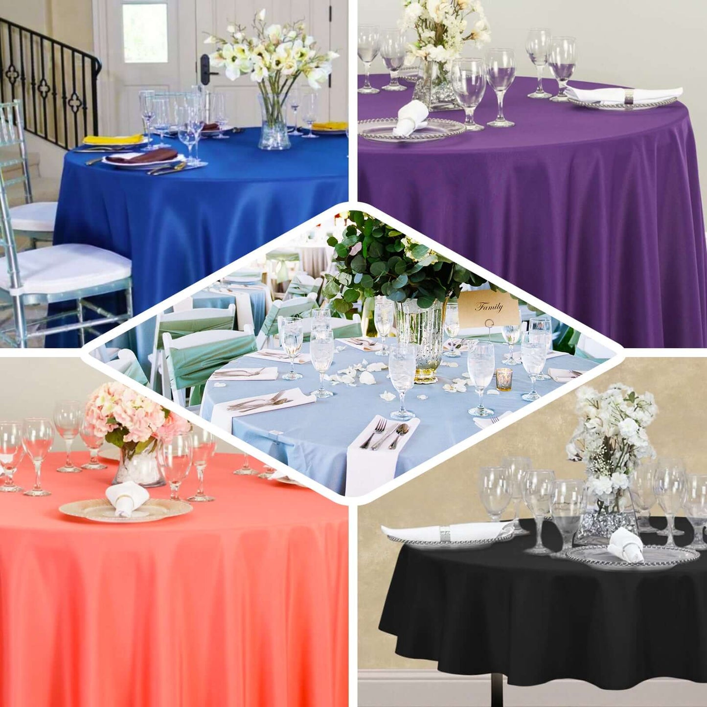 Premium Polyester 90" Round Tablecloth Navy Blue - Stain and Wrinkle-Resistant Design with 220GSM Thickness Table Cover