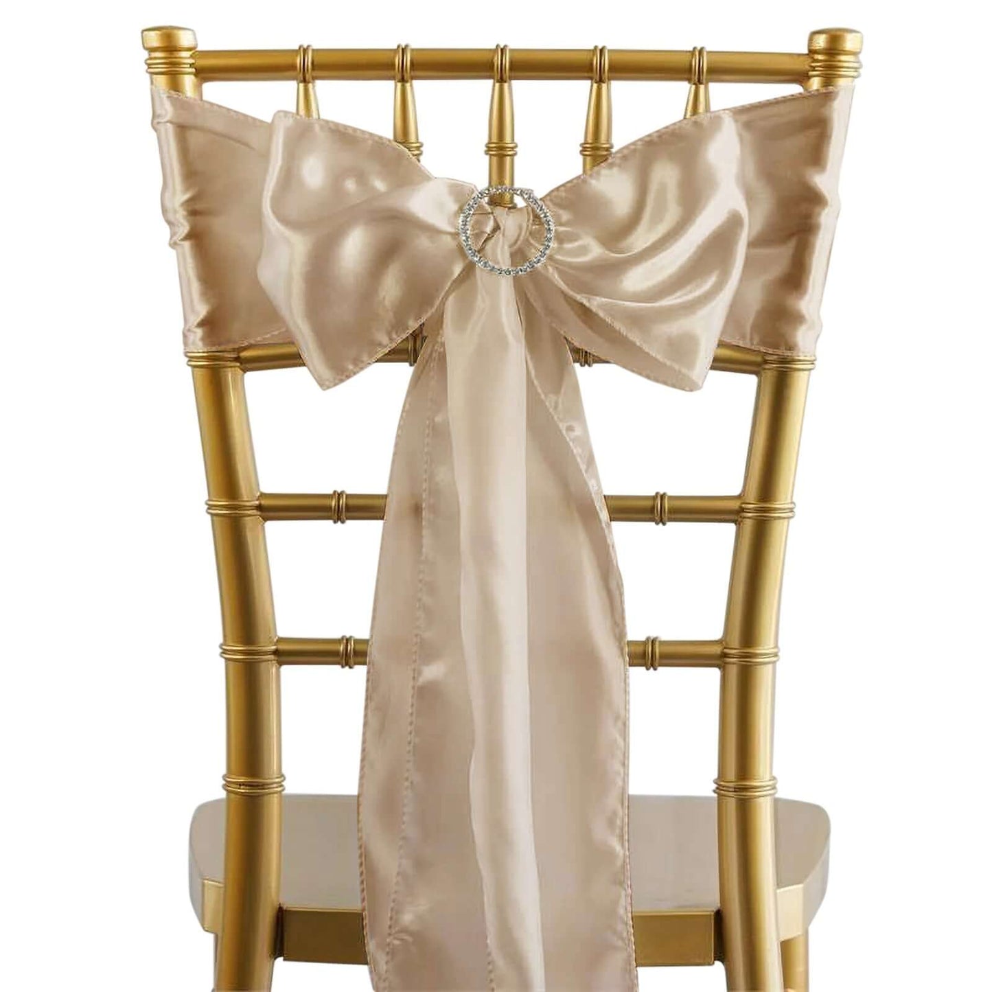 5 Pack Satin Chair Sashes Nude - Durable Chair Bows with Shiny Finish 6"x106"