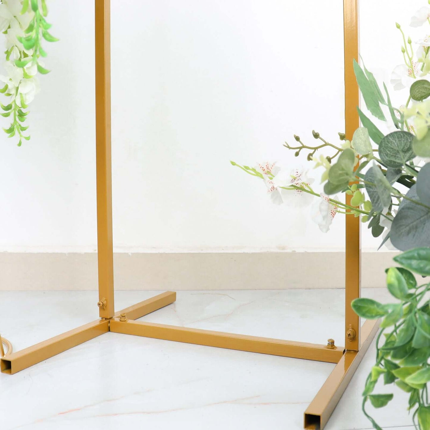 Wedding Arch Slim Gold Metal Rectangular Design Backdrop Stand - Floral Display Frame 6.5ft