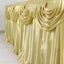 Satin 14ft Table Skirt Champagne - Pleated Double Drape Table Cover