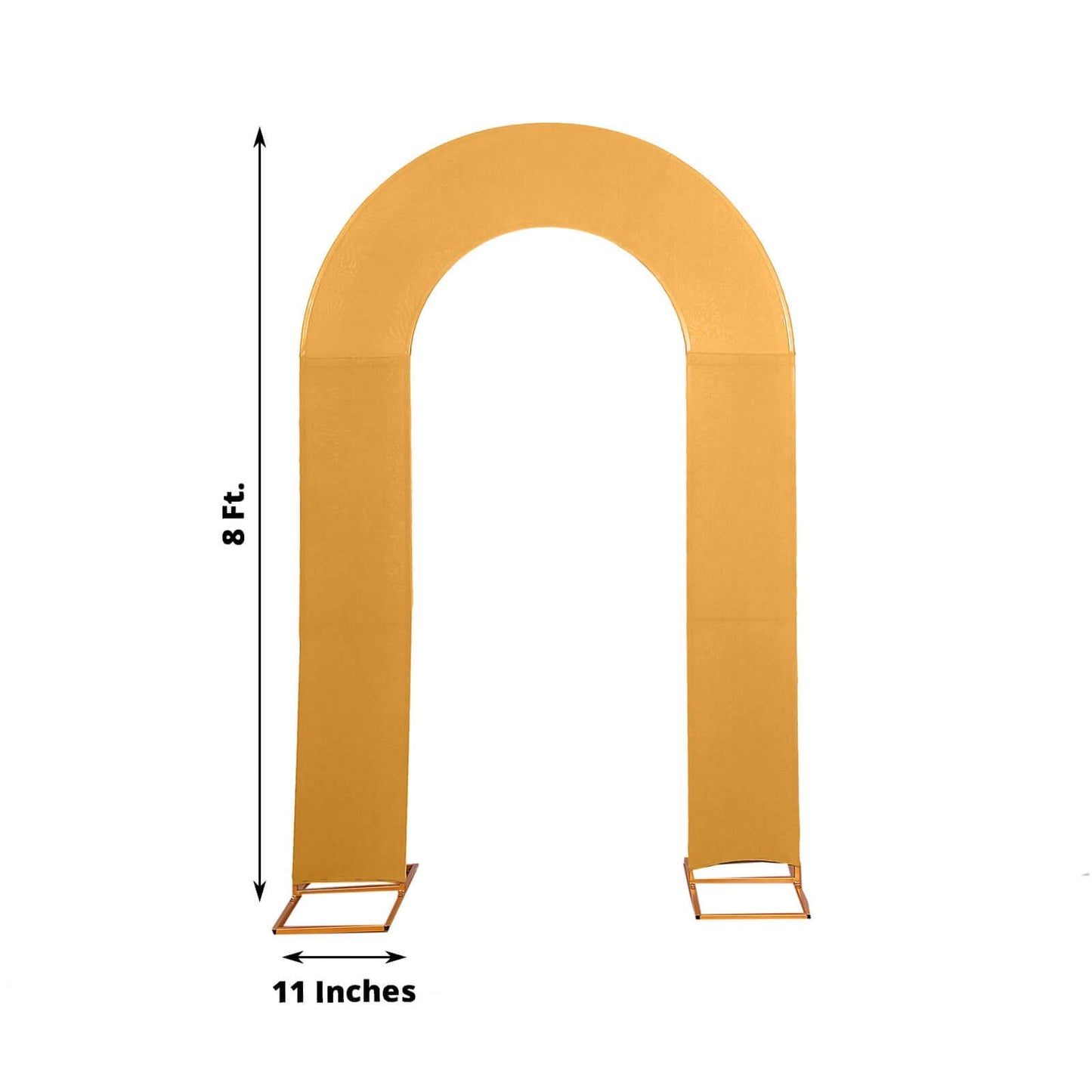 8ft Gold Spandex Fitted Open Arch Wedding Arch Cover, Double-Sided U-Shaped Backdrop Slipcover