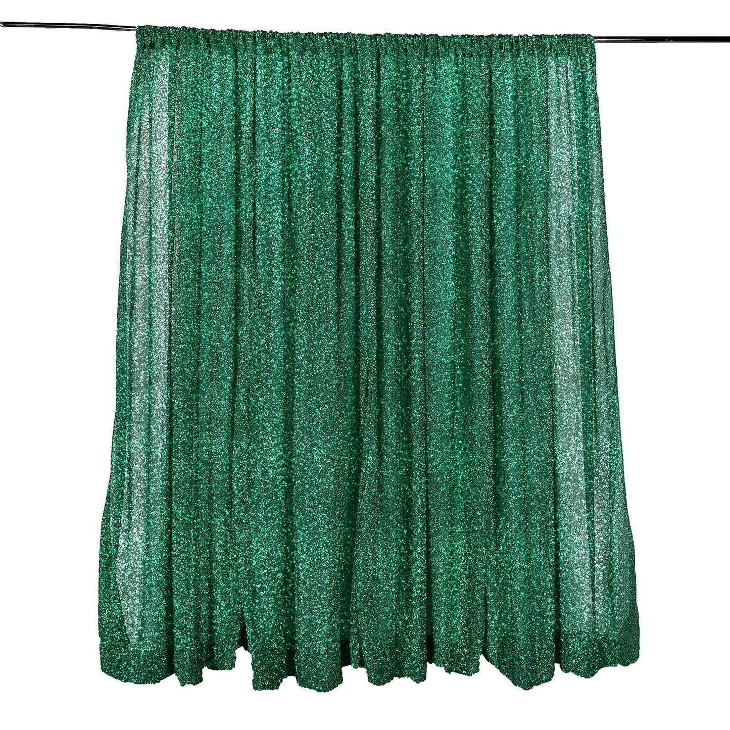 20ftx10ft Hunter Emerald Green Metallic Shimmer Tinsel Event Curtain Drapes, Backdrop Event Panel