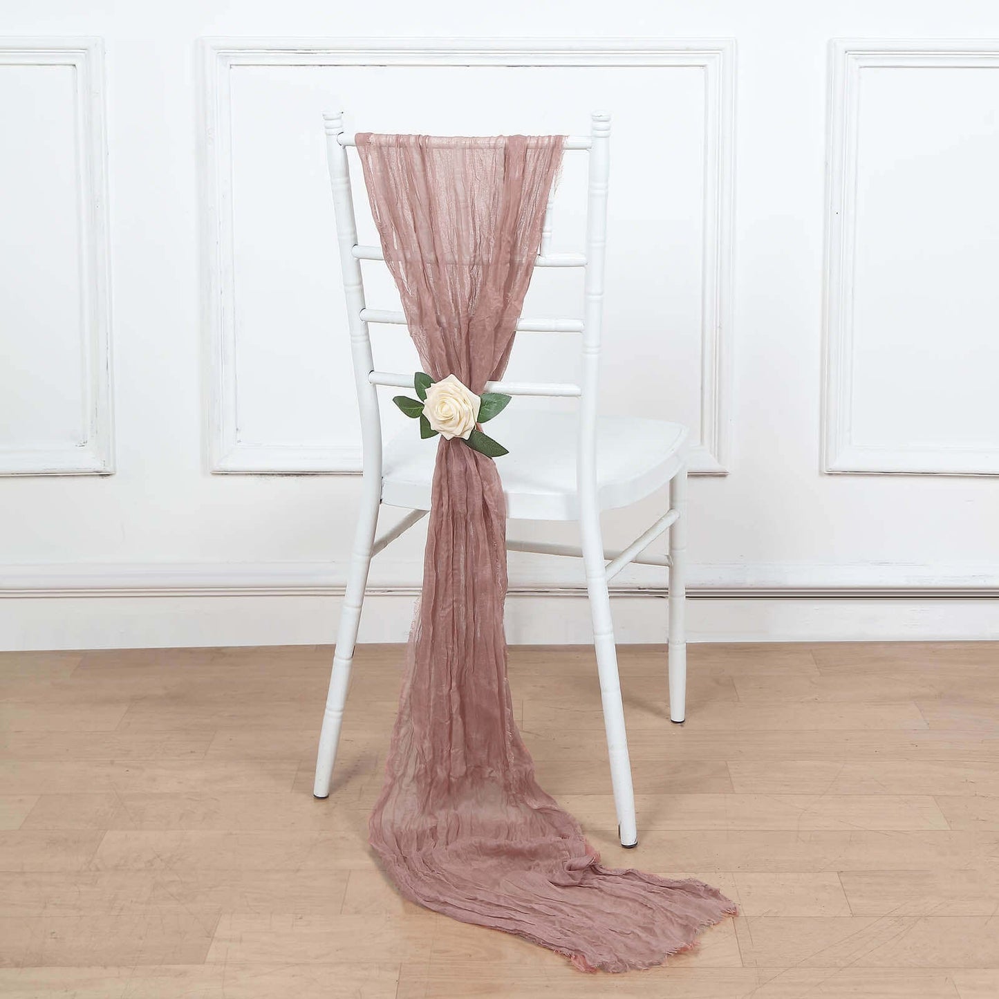 5 Pack Cheesecloth Gauze 16"x88" Chair Sashes Dusty Rose - Stylish Boho Decor for Weddings & Gatherings