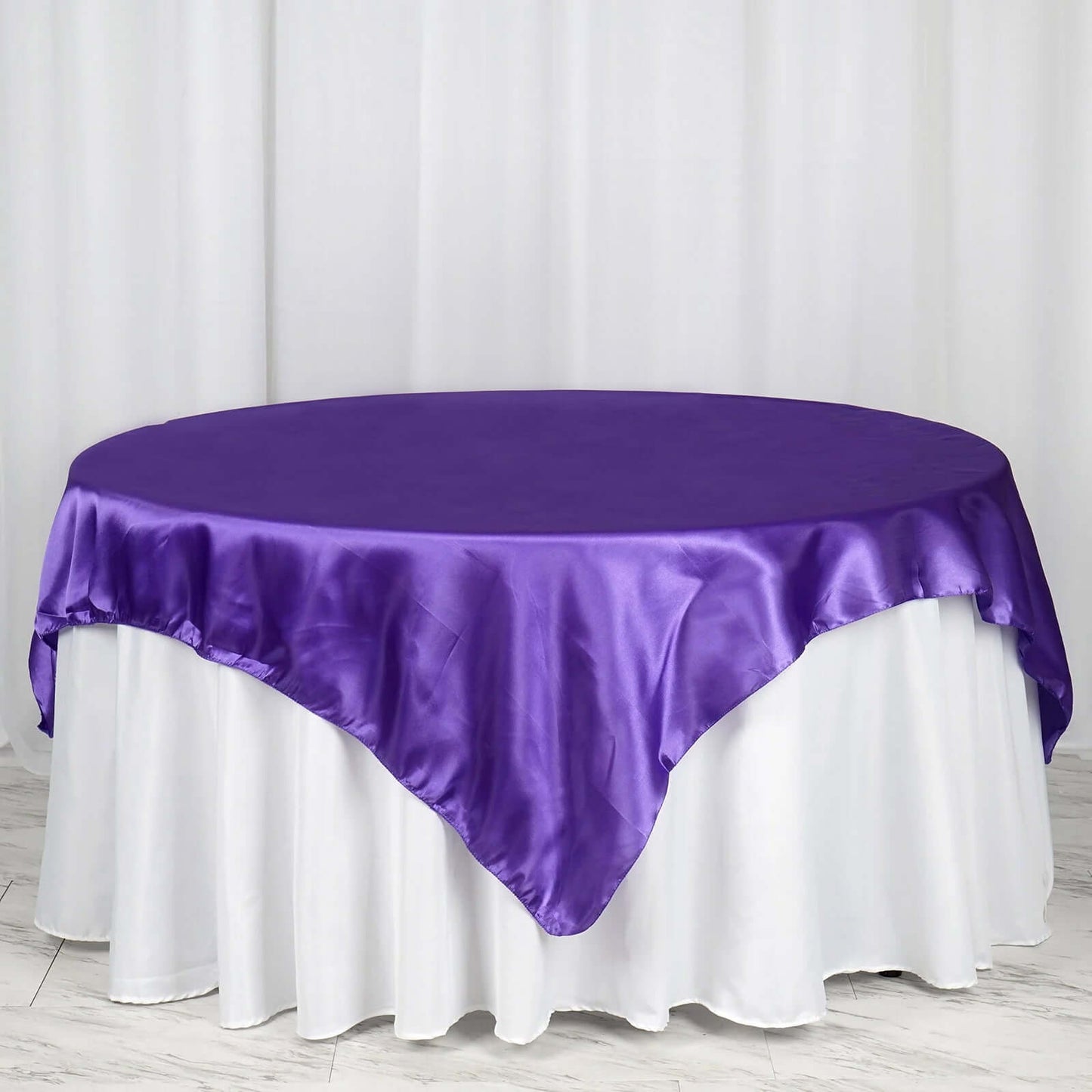 Satin 72"x72" Table Overlay Square Tablecloth Purple - Smooth Finish Table Cover