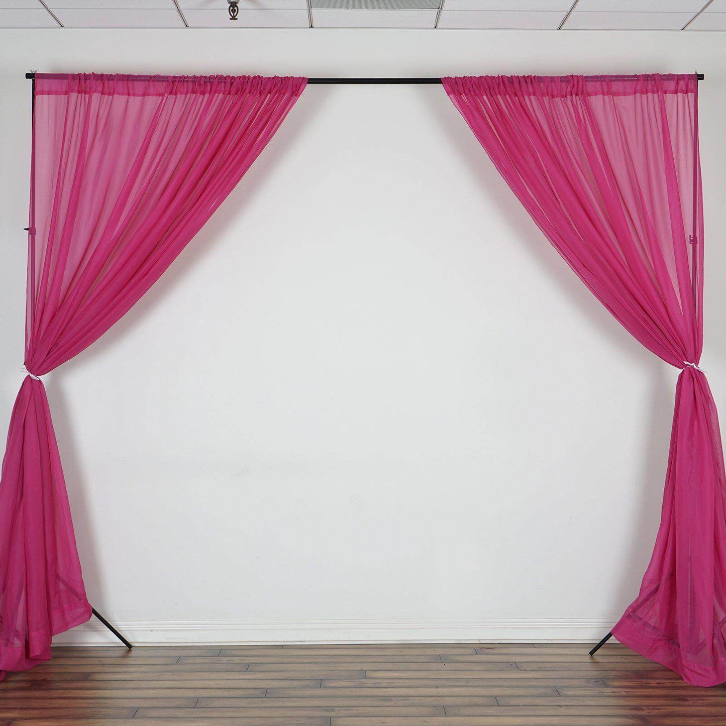 2 Pack Fuchsia Sheer Chiffon Event Curtain Drapes, Durable Flame Resistant Organza Backdrop Event Panels With Rod Pockets - 10ftx10ft