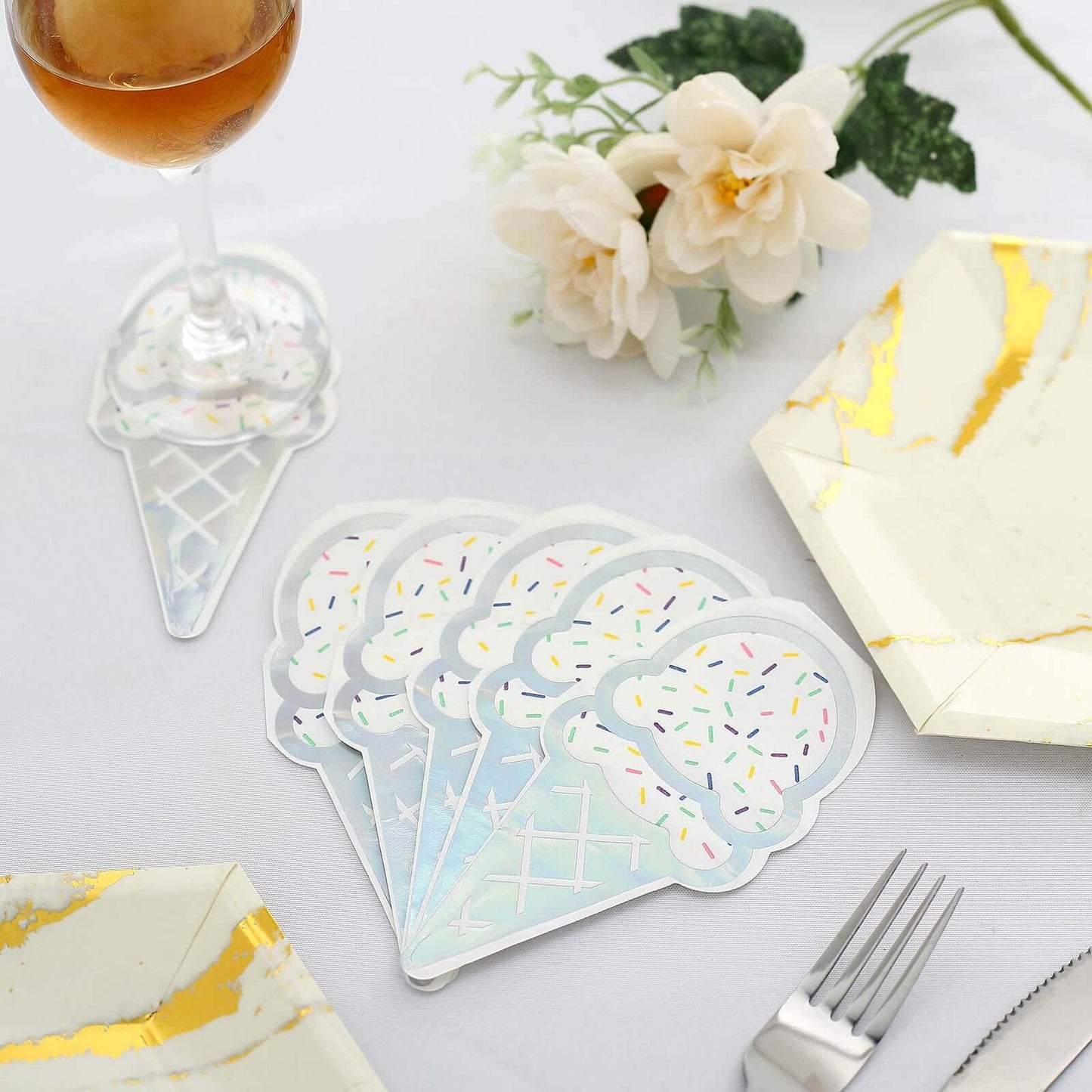 20-Pack Paper Cocktail Napkins with Cone Design - Unique Disposable Napkins for Parties 12"x6"