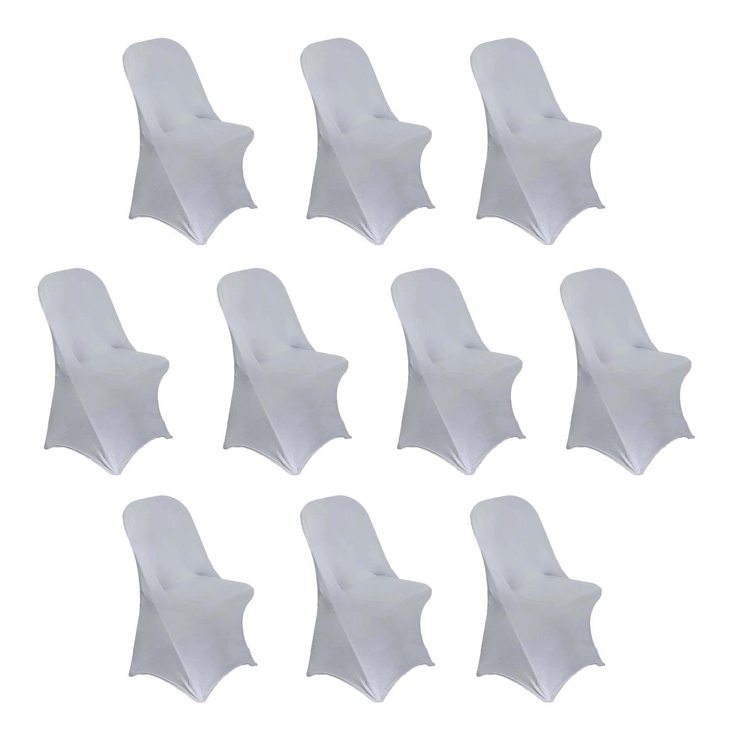 10 Pack Stretch Spandex Chair Covers Silver for Folding Chairs - Durable 160GSM Fitted Slipcovers
