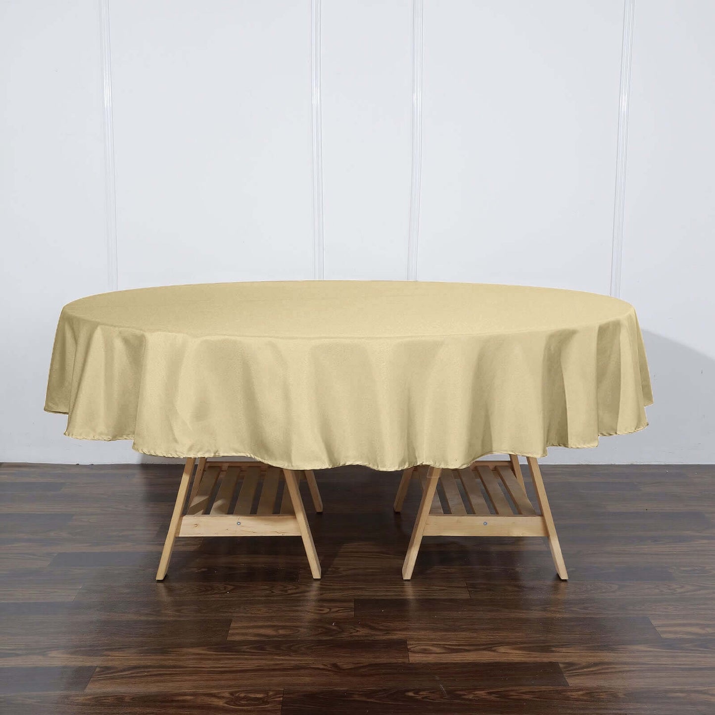 Polyester 90" Round Tablecloth Champagne - Stain & Wrinkle-Resistant Table Cover