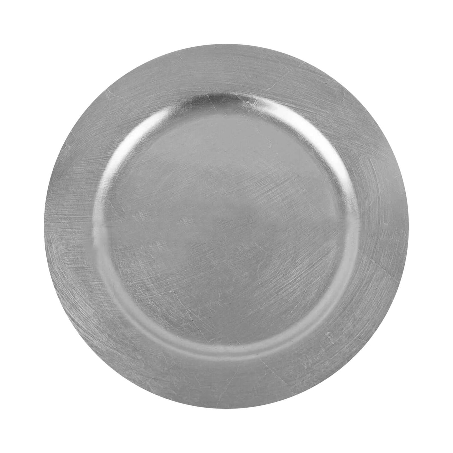 6-Pack Acrylic Round Charger Plates 13" in Metallic Silver, Dinner Party Decor Charger Tableware