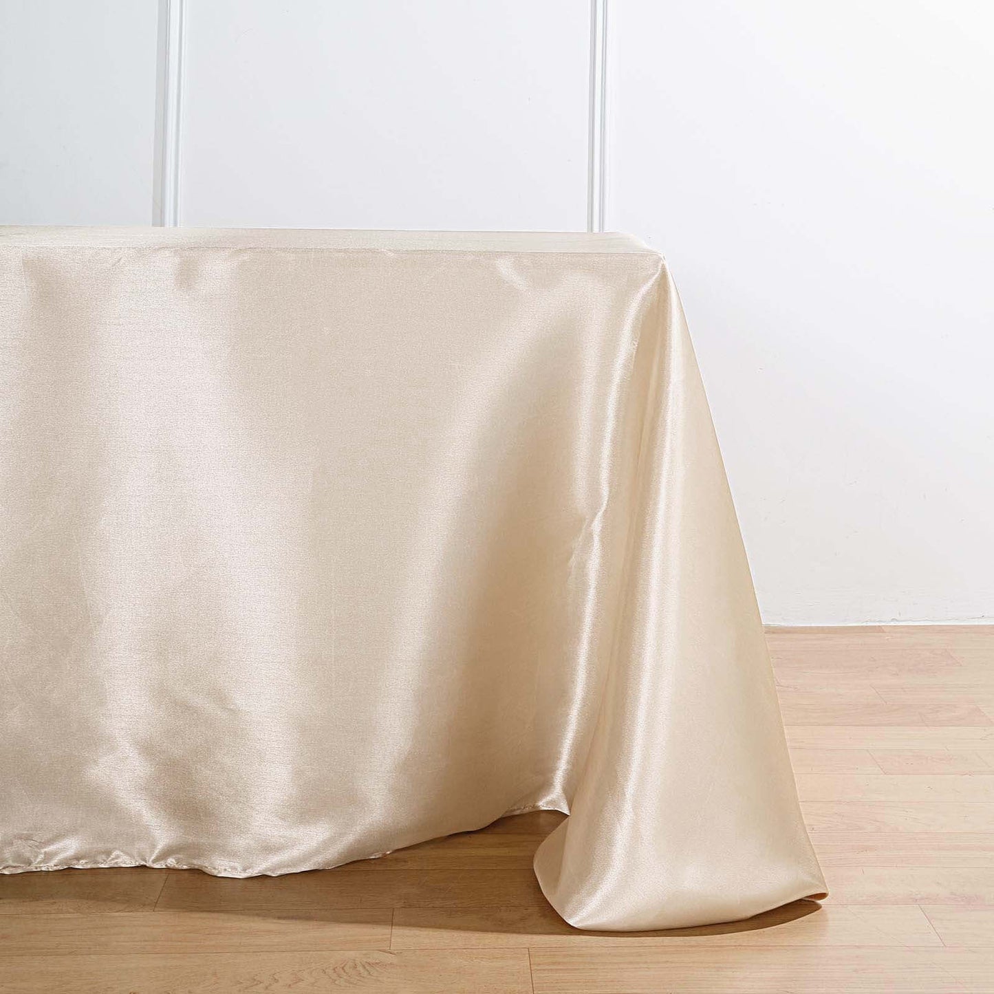 Satin Rectangular 90"x156" Tablecloth Beige - Seamless Table Cover
