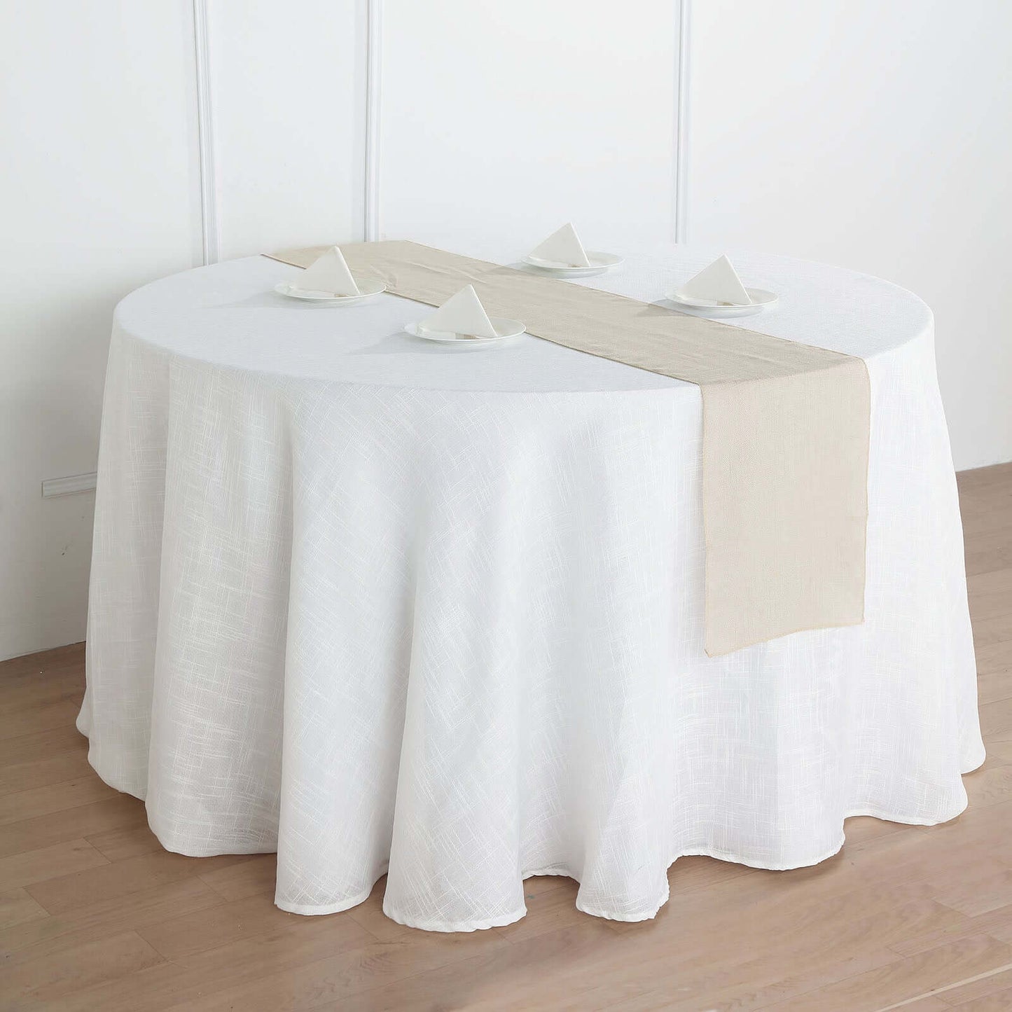 Faux Linen 12"x108" Table Runner Beige - Slubby Textured & Wrinkle Resistant Table Decor