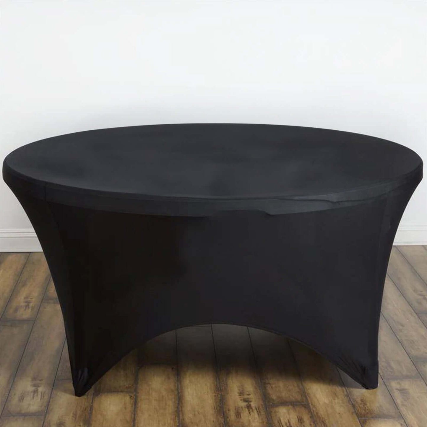 Stretch Spandex 5ft Round Tablecloth Black - Durable Form-Fitting Table Cover