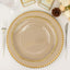 10-Pack Plastic 10" Dinner Plates in Clear with Gold Scalloped Rim - Disposable Large Party Plates