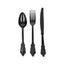 72 Pcs Plastic Silverware Set in Baroque Style Black - Heavy Duty Disposable Knife, Fork, and Spoon Set