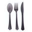 24-Pack Plastic Silverware Set with Fan Flared Tip Handle Transparent Black - Heavy Duty Disposable Utensils 7"