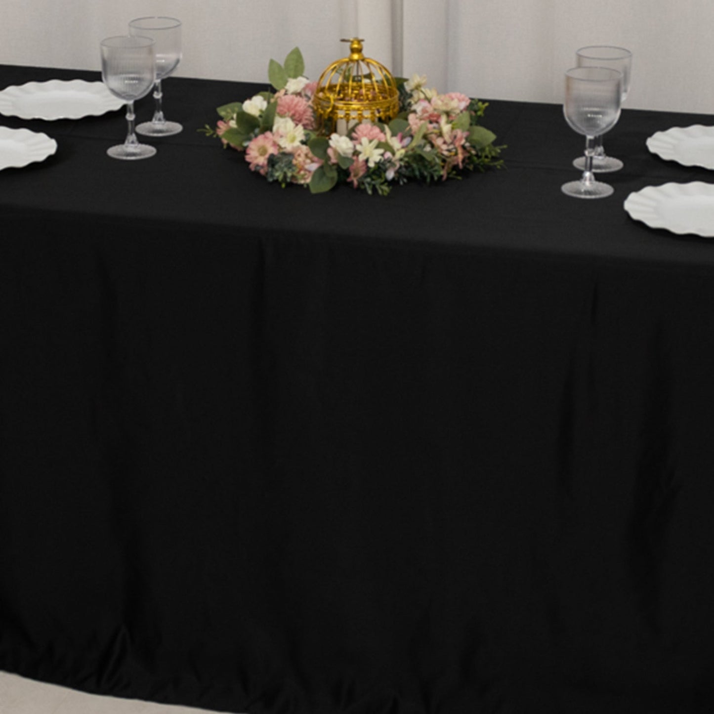 Lamour Satin 90"x132" Rectangle Tablecloth Black - Soft & Silk-Like Seamless Table Cover for Weddings & Parties