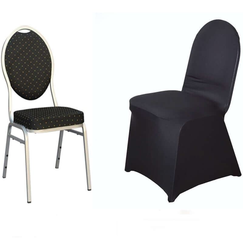 Spandex Chair Cover for Banquet Chairs Black - Stylish Stretch 160GSM Fabric with Slip-On Slipcover for Sophisticated Gatherings