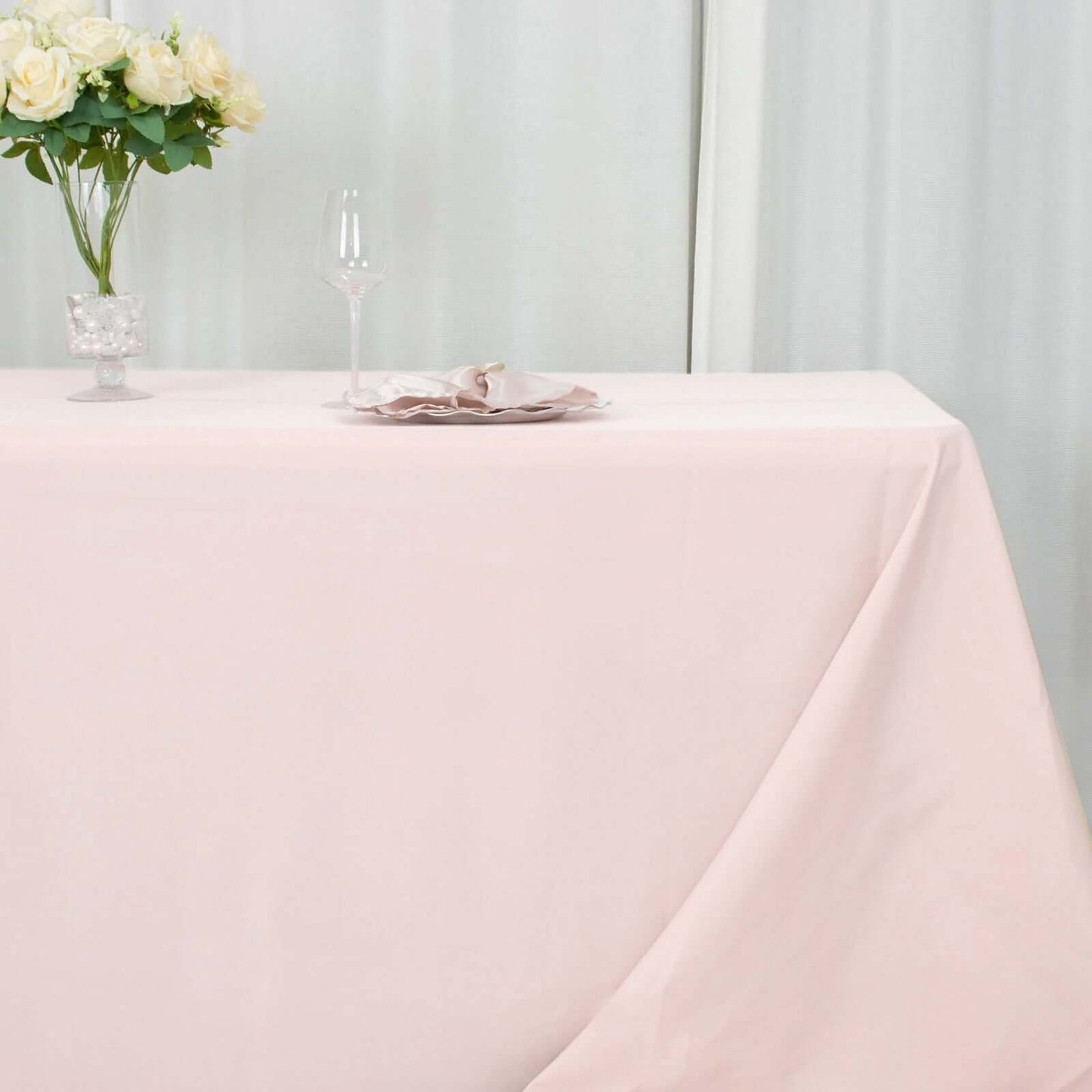 Premium Polyester 90"x132" Rectangle Tablecloth Blush - Seamless 220GSM Stain-Resistant Table Cover