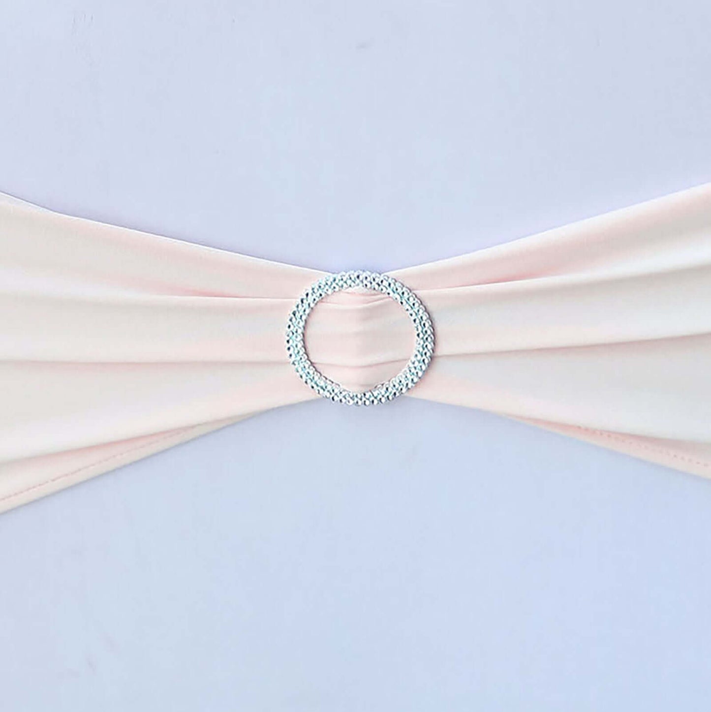 5 Pack Stretch Spandex Chair Sashes Blush - Reusable Chair Bands with Silver Diamond Ring Slide Buckle 5"x14"