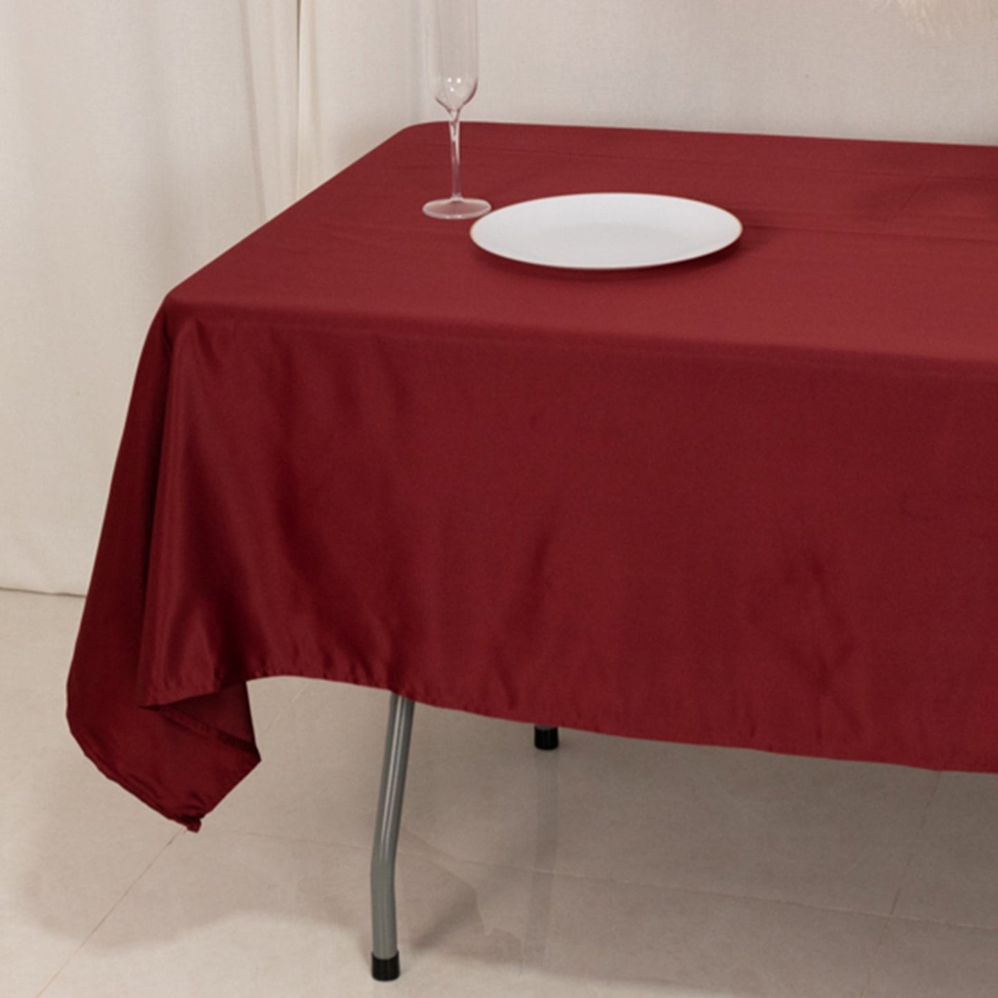 Lamour Satin 60"x102" Rectangle Tablecloth Burgundy - Durable & Silky Soft Feel Table Cover