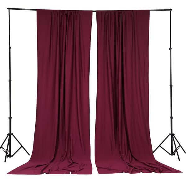 2 Pack Burgundy Scuba Polyester Event Curtain Drapes, Durable Flame Resistant Backdrop Event Panels Wrinkle Free with Rod Pockets - 10ftx10ft