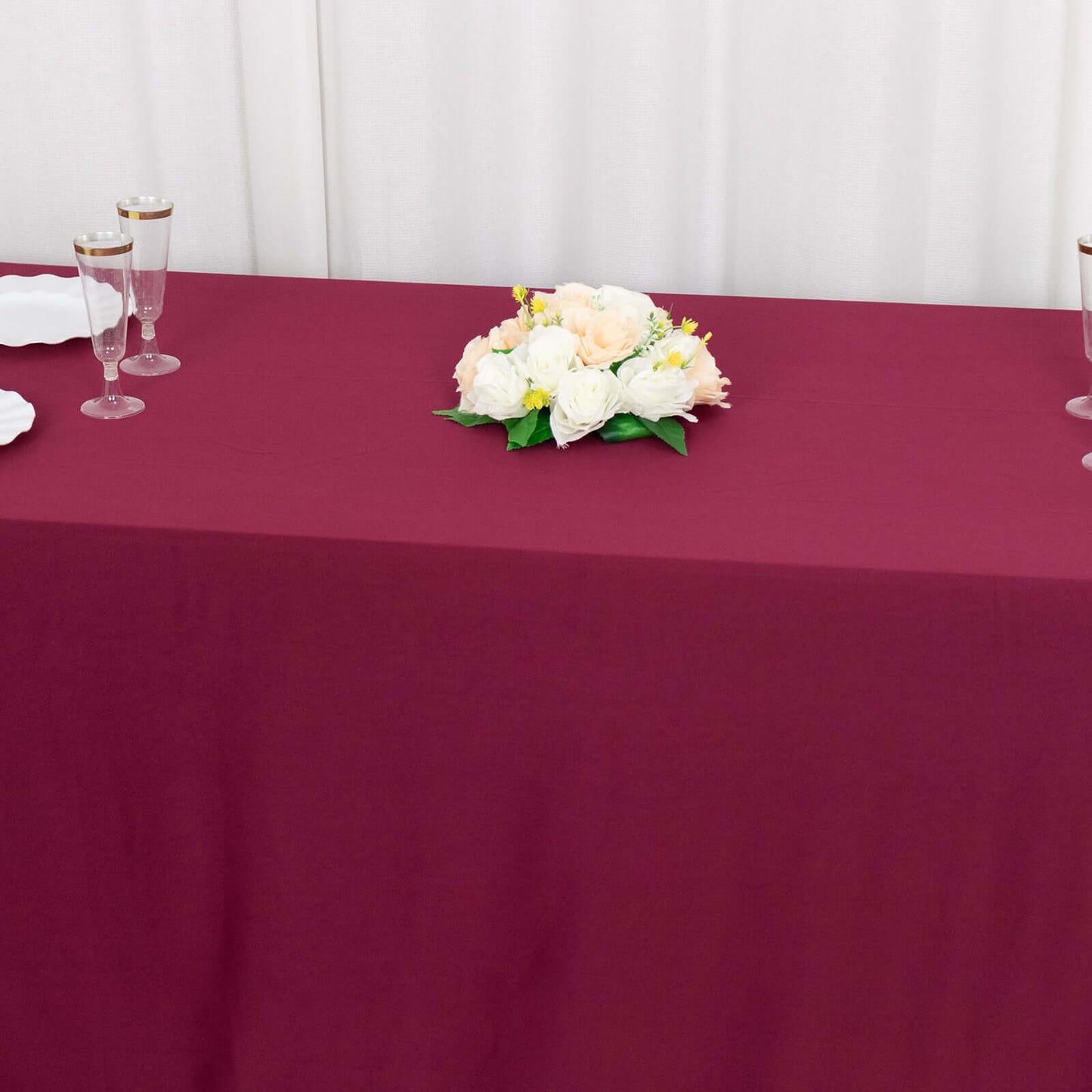 Scuba Rectangular 90"x132" Tablecloth Burgundy - Wrinkle Free, Stain Resistant & Seamless Table Cover