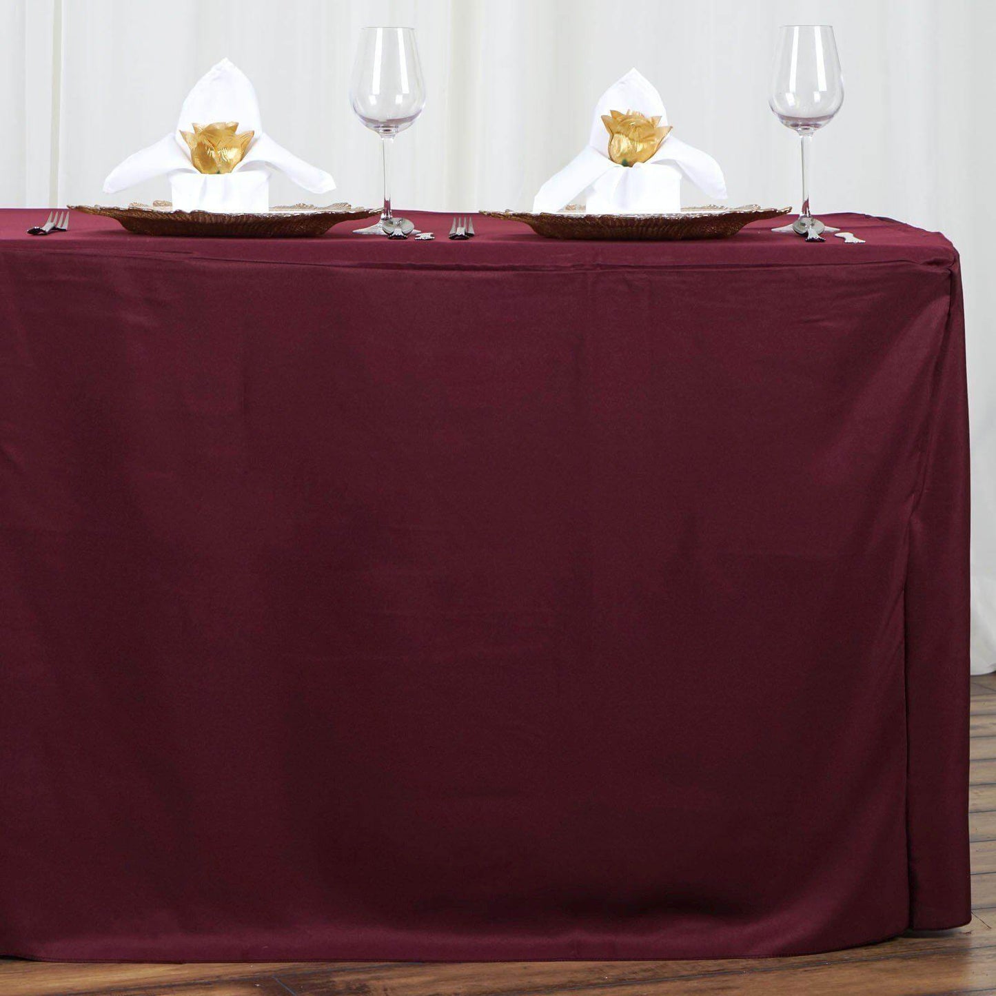 Fitted Polyester 72"x30" Rectangle Tablecloth Burgundy - Durable Table Cover