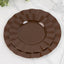 10-Pack Plastic 9" Round Dinner Plates in Cinnamon Brown Ruffled Rim with Gold Edging - Sturdy Disposable Dinnerware