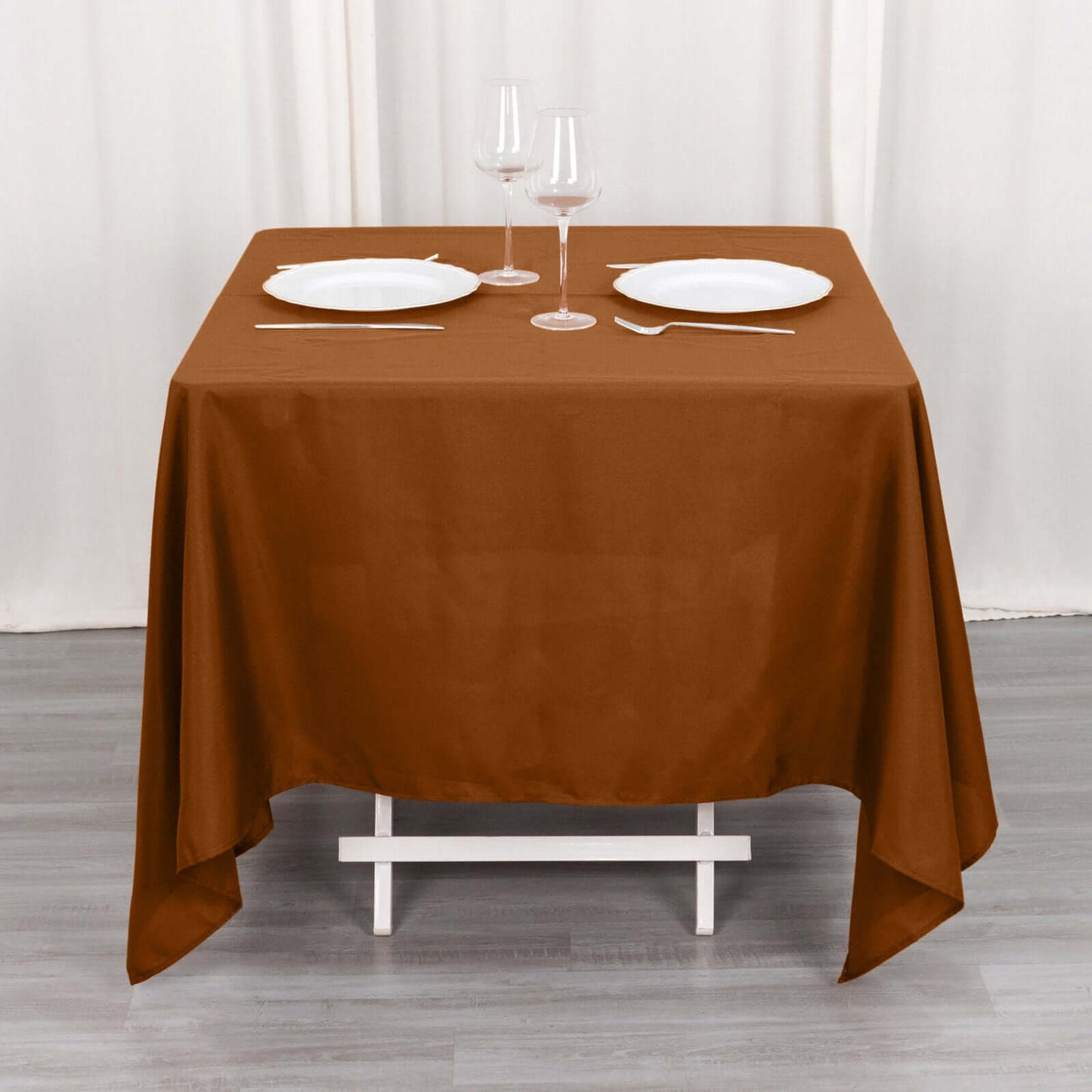 Polyester Square 70"x70" Tablecloth Cinnamon Brown - Wrinkle-Resistant & Durable Table Cover