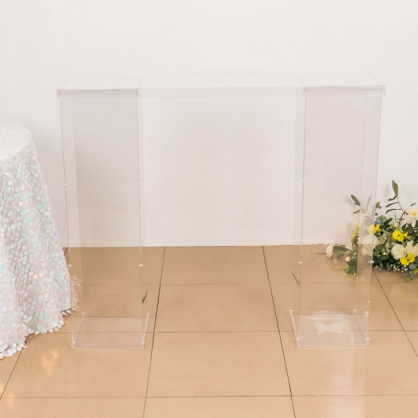 Acrylic Table Top Bridge Connector Rectangular Plate 46"x12" Clear - Durable Design for Pedestal Stands