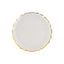 10-Pack Plastic 10" Round Dinner Plates in Clear Sunflower with Gold Scalloped Rim - Disposable Party Plates for Classy Events & Banquets