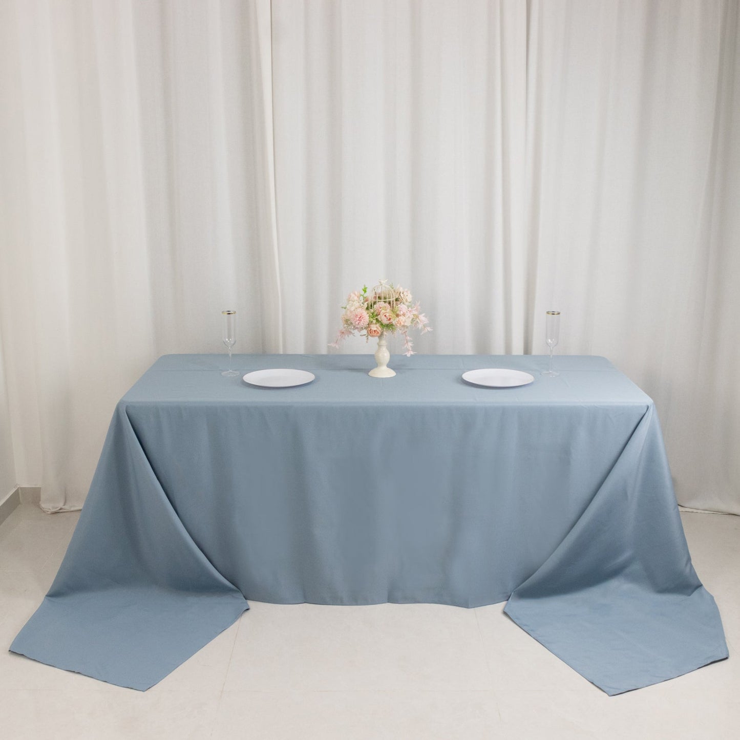 Premium Polyester 90"x156" Rectangle Tablecloth Dusty Blue - Seamless 220GSM Stain-Resistant Table Cover