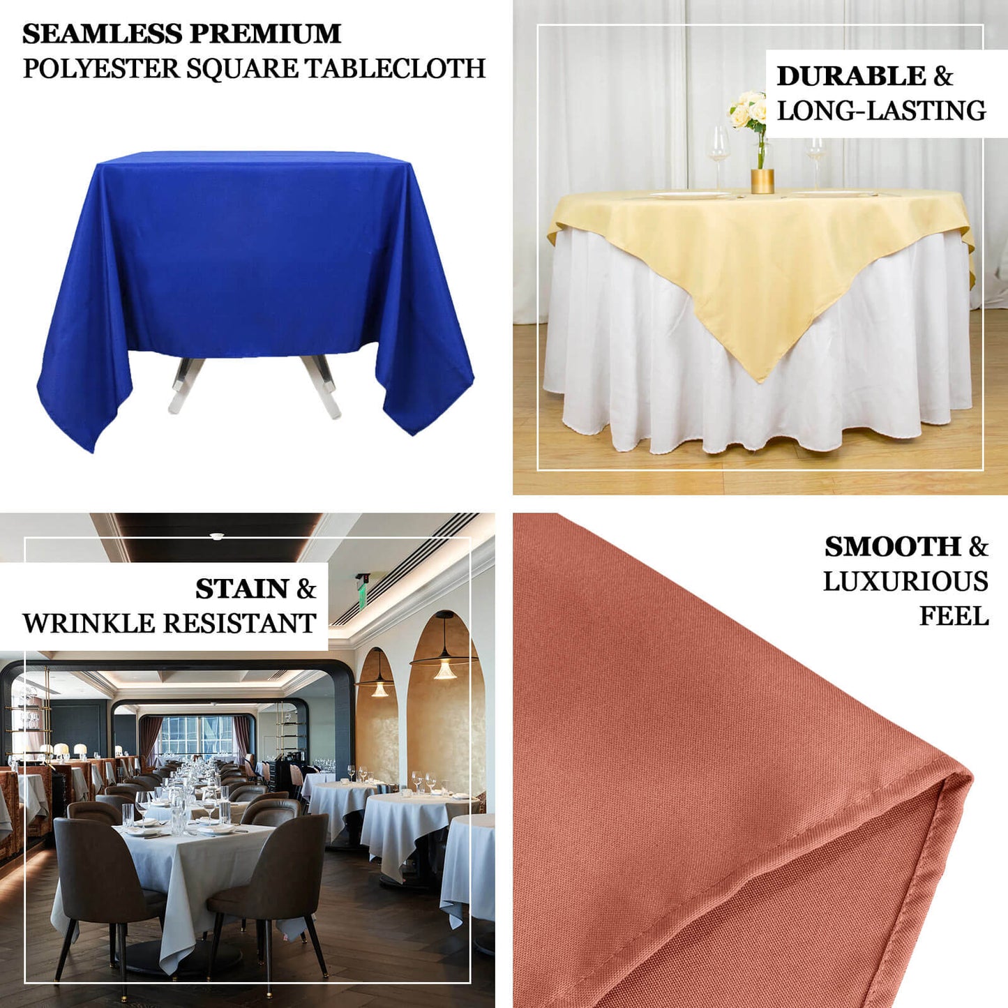 Premium Polyester Square Tablecloth 70"x70" Dusty Blue 220GSM Wrinkle-Resistant Table Cover