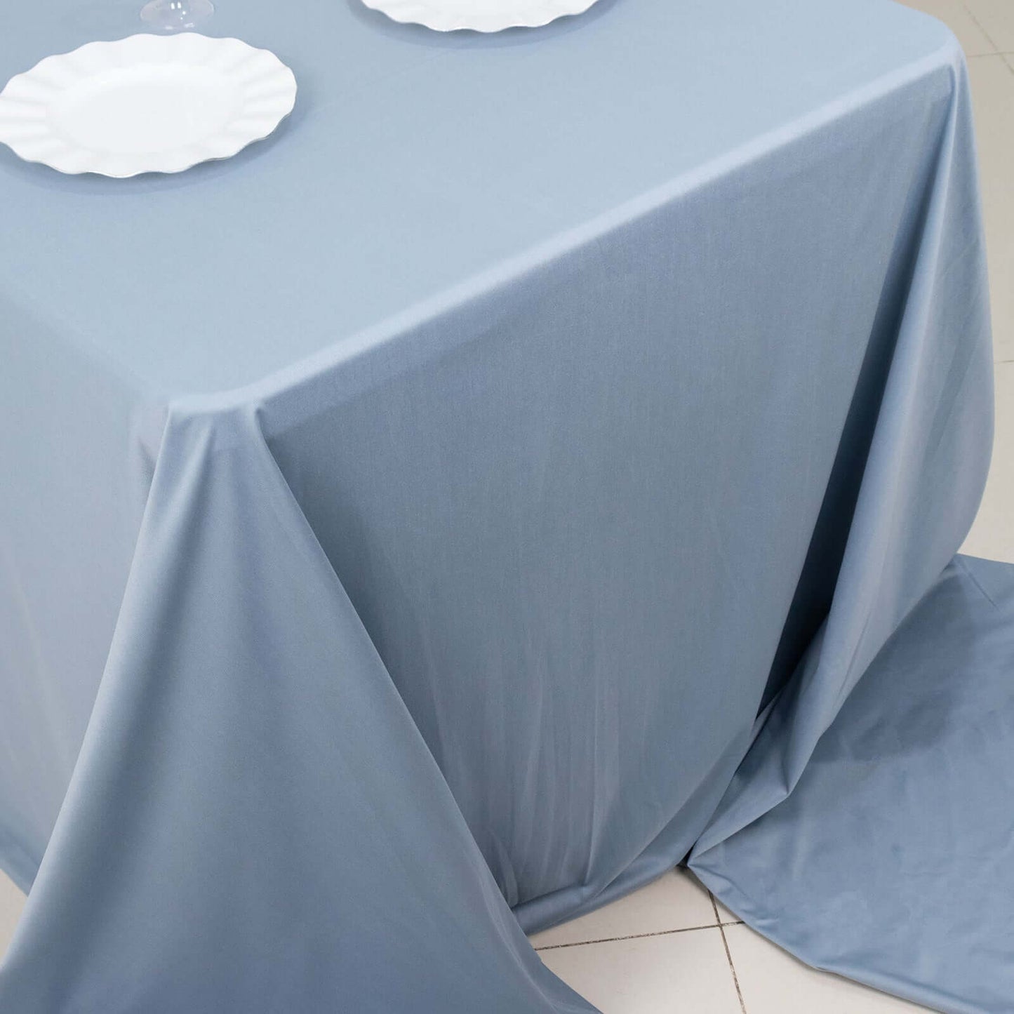 Scuba Rectangular 90"x156" Tablecloth Dusty Blue - Wrinkle Free, Stain Resistant & Seamless Table Cover