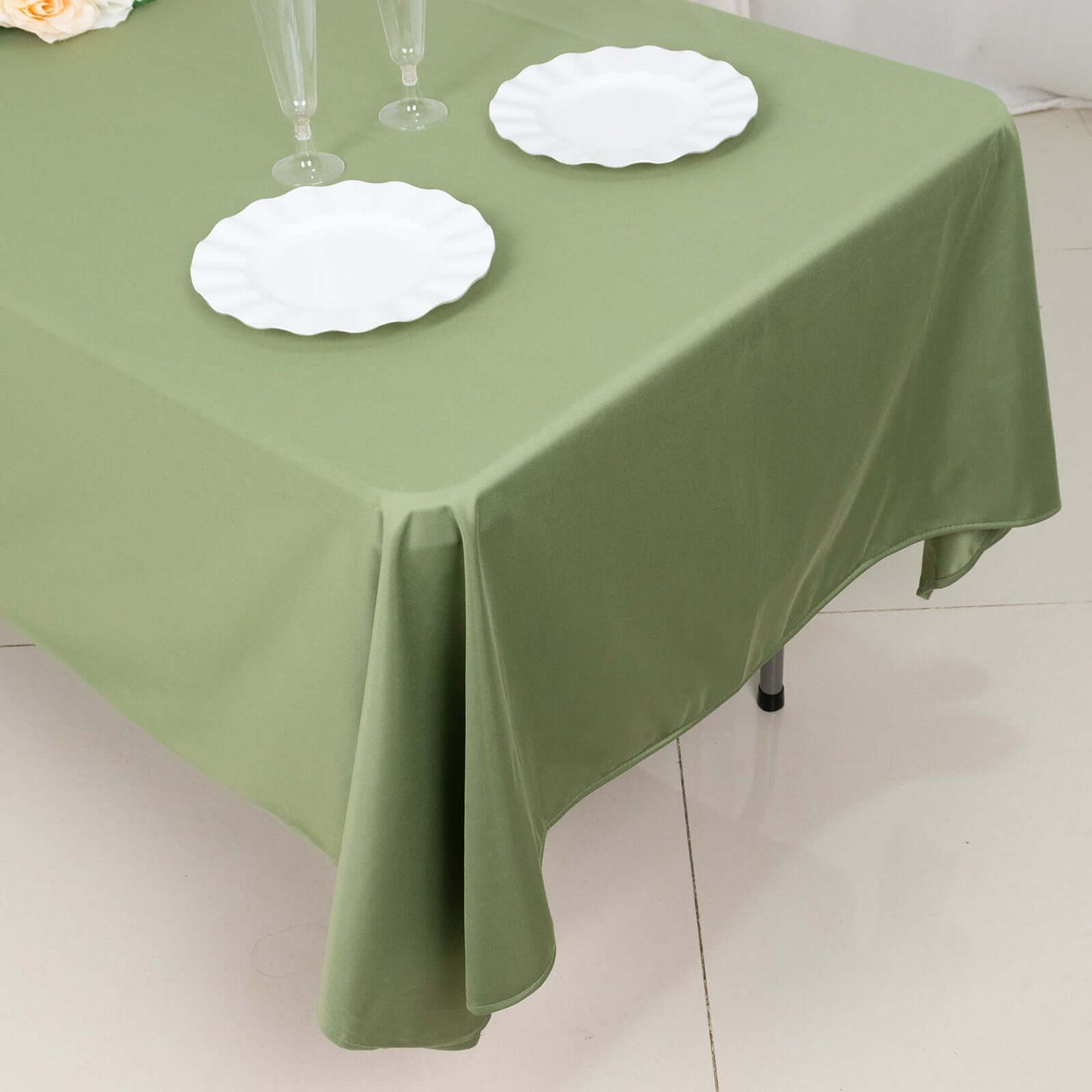 Scuba Rectangular 60"x102" Tablecloth Dusty Sage Green - Wrinkle Free & Stain Resistant Table Cover