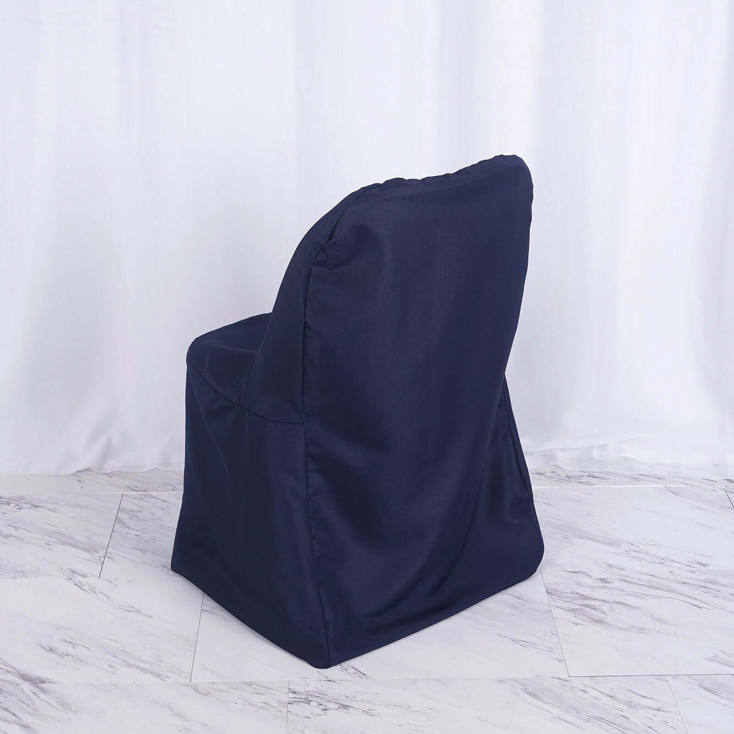 Polyester Slip On Folding Chair Covers Navy Blue - Stain-Resistant Reusable Durable Fabric