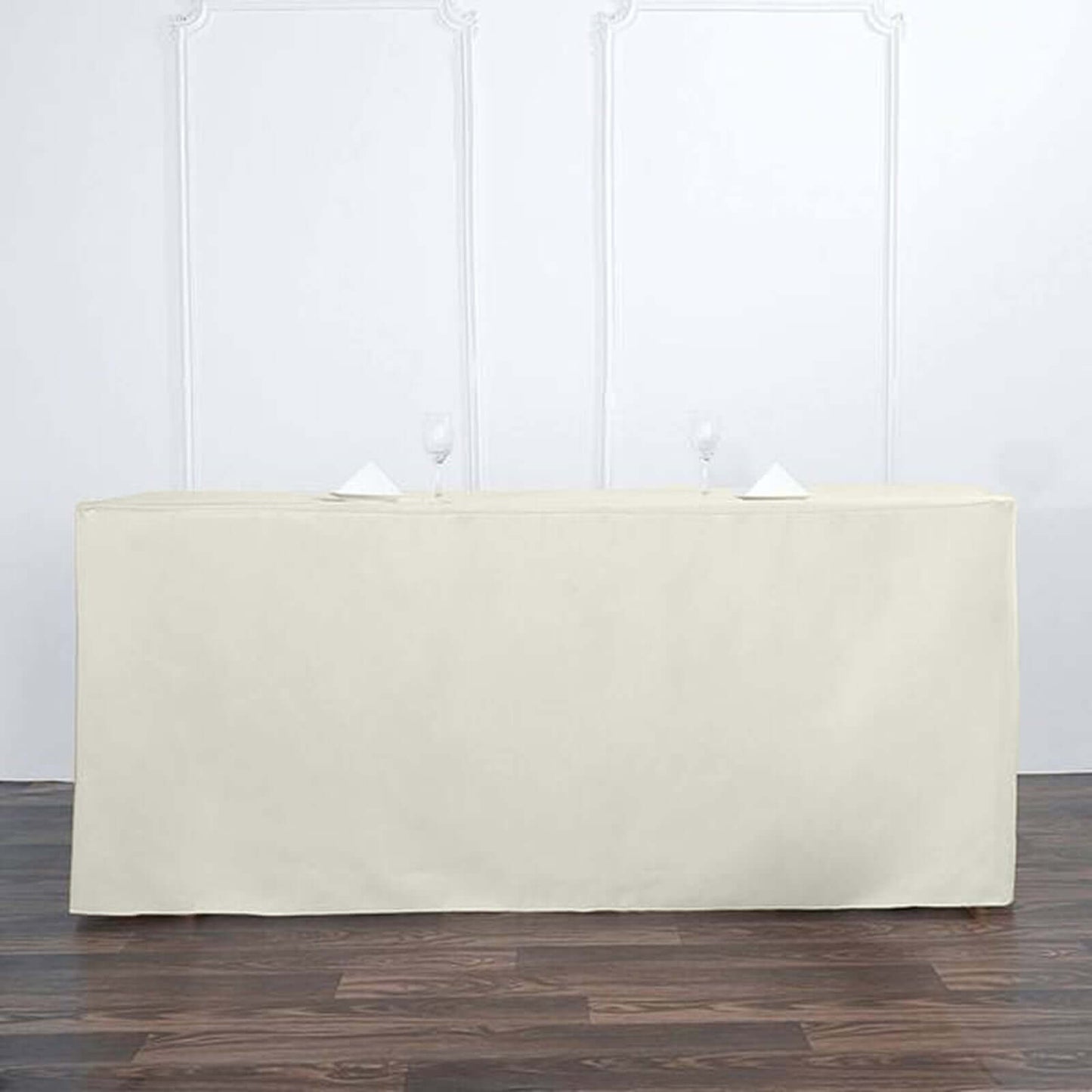 Fitted Polyester 72"x30" Rectangle Tablecloth Ivory - Durable Table Cover