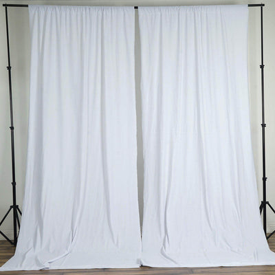 2 Pack White Scuba Polyester Event Curtain Drapes, Durable Flame Resistant Backdrop Event Panels Wrinkle Free with Rod Pockets - 10ftx10ft