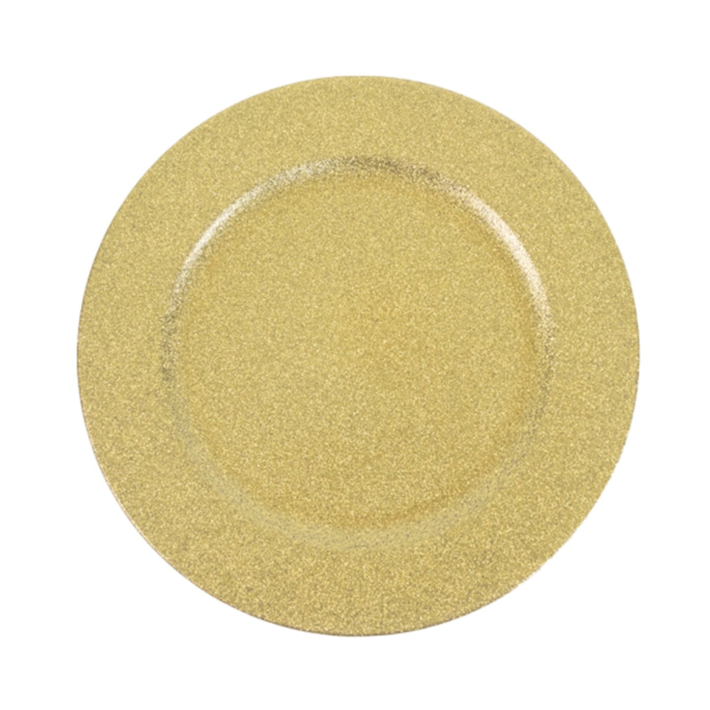 6-Pack Acrylic Plastic Round Charger Plates 13" in Gold with Dust Free Glitter Finish, Decorative Dinner Party Charger Tableware